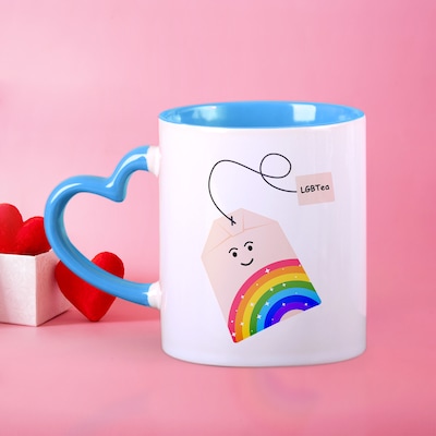 Rainbow Heart Valentines Mug