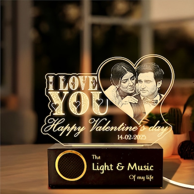Personalized Valentines Day Lamp With Speaker Base