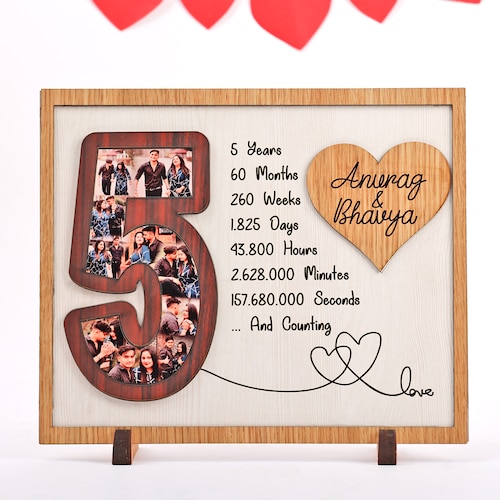 Buy Personalised 5 Years Marriage Valentine Frame