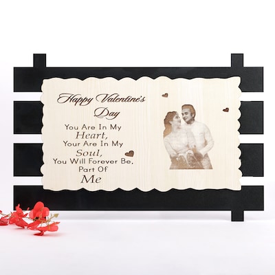 Personalised Wooden Engraved Valentine Frame