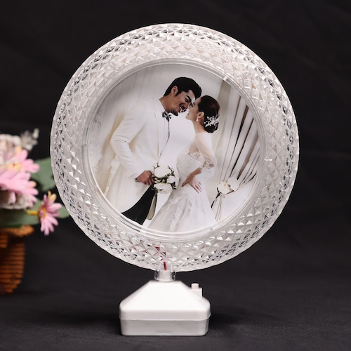 Buy Personalised Crystal Valentines Photo Lamp