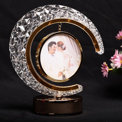 Personalised Half Moon Photo Valentine Lamp