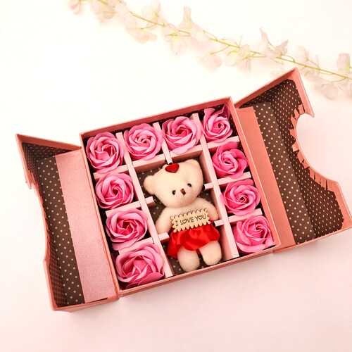 Buy I Love You Teddy Roses Valentines Box