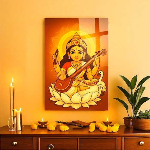Buy Maa Saraswati Wall Frame with Uv Printed Acrylic