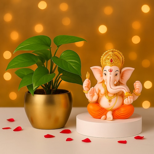 Buy Ganesh Idol with Money Plant