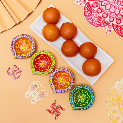 Buy Diya and Gulab Jamun Treat