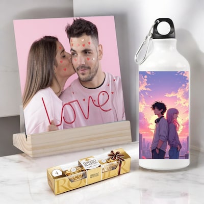 Personalised Frame and Bottle Gift Set