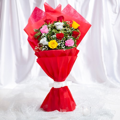 Buy 10 Mixed Roses Bouquet
