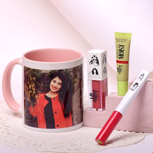 Buy Personalized Pink Mug with Beauty Essentials