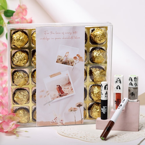Buy Golden Bliss Chocolate Box with Beauty Set