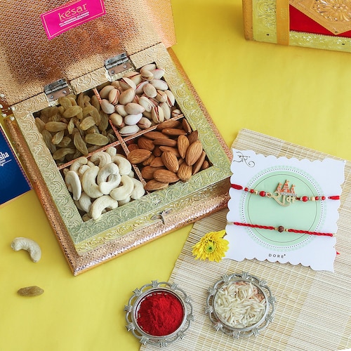 Buy Rajwada Gift Box With Dryfruits and Rakhi