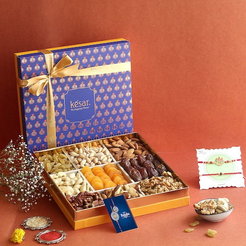 Buy Premium Dryfruits Gifts Box With Set of 2 Rakhis