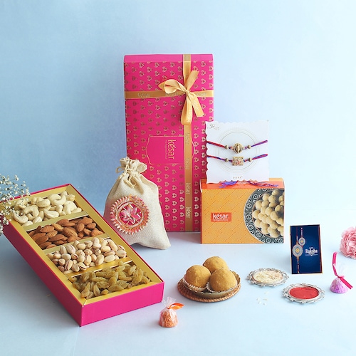 Buy Dry Fruits With Sweets Rakhi Hamper