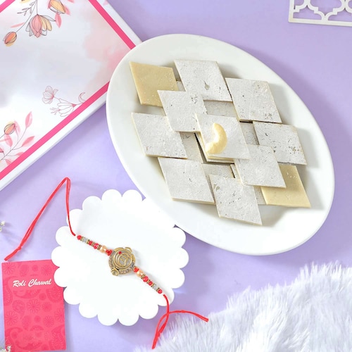 Buy Spiritual Rakhi With Kaju katli