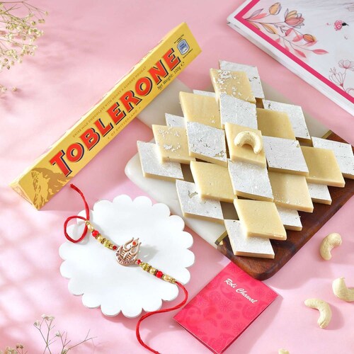 Buy Om Namah Shivaay Rakhi with Chocolate and Sweets