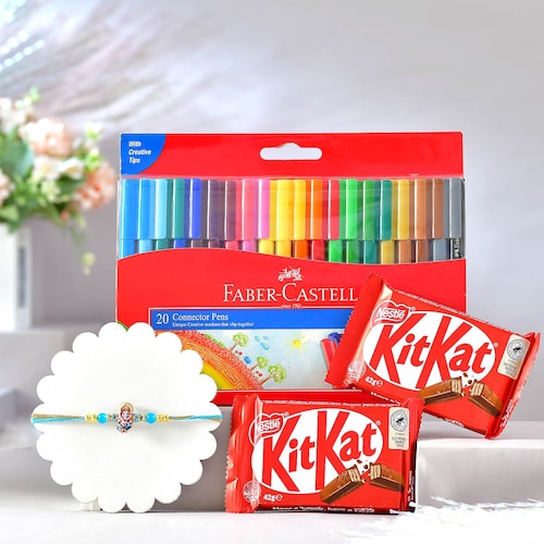 Buy Ganesha Rakhi with Kitkat and Colors