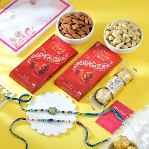 Buy Set of 2 Rakhi with Gourmet Hamper