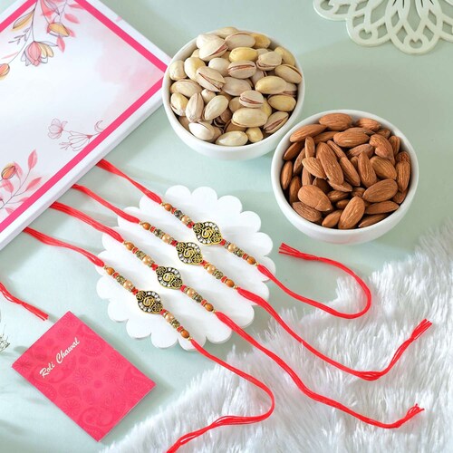 Buy Set of 4 Rakhi for Bhai with Assorted Dryfruits