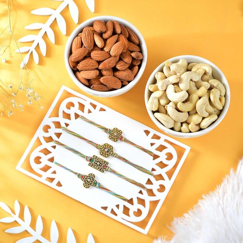 Buy Antique Charm Rakhi Set with Dryfruits