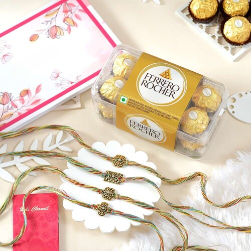 Buy Antique Charm Rakhi Set with 200gm Ferrero Rocher
