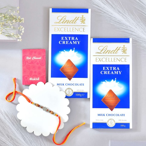 Buy Single Hamsa Rakhi with Lindt Chocolates