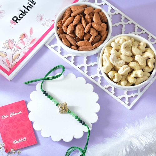 Buy Alluring Single Rakhi with Dryfruit Nuts