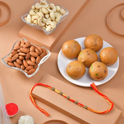 Buy Elegance Rakhi with Sweets and Dryfruits