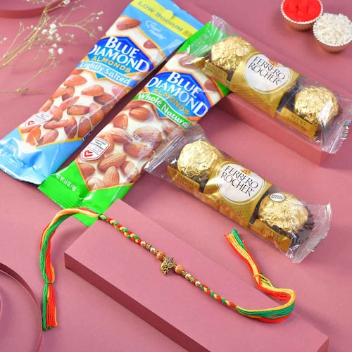 Buy Glamour Ganisha Rakhi with Chocolate and Dryfruits
