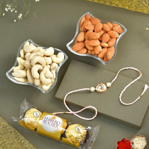 Buy Royal Kundan Rakhi with Dryfruit and Chocolate