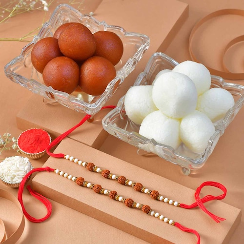 Buy Spirit Rudraksha Rakhi Set Of 2 with Sweets