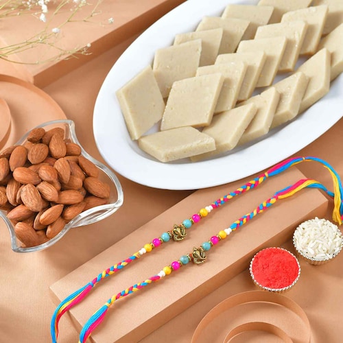 Buy Ganesh Rakhis Rakhi with Kajukatli and Dryfruits