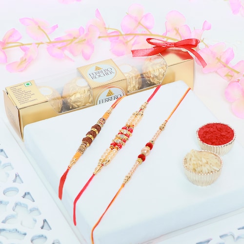Buy Set of 3 Rakhi with Small Ferrero Rocher