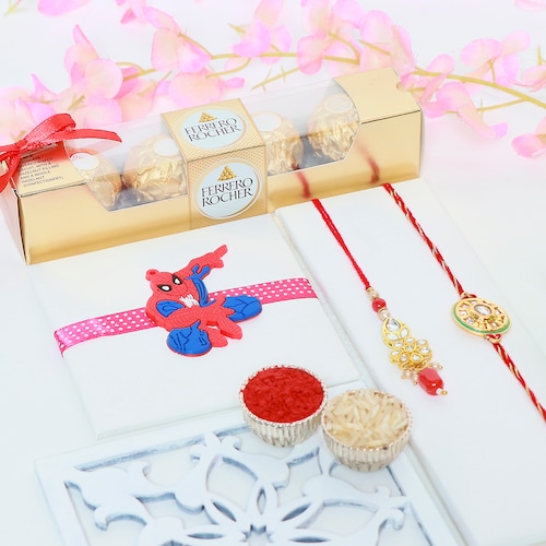 Buy Bhaiya Bhabhi and Kids Rakhi with Small Ferrero Rocher