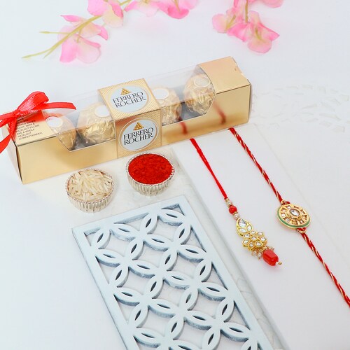 Buy Bhaiya Bhabhi Rakhi with Small Ferrero Rocher