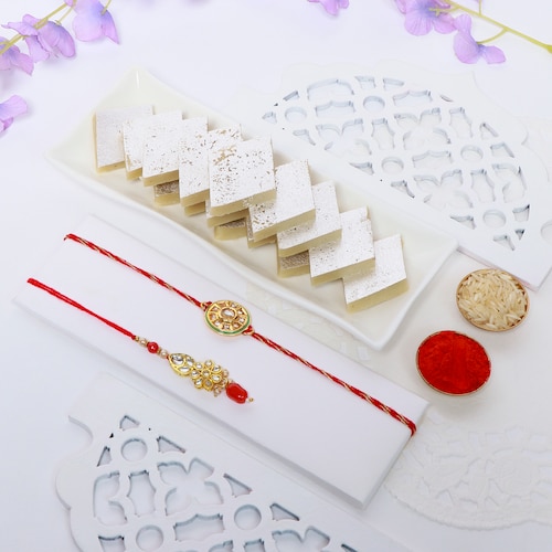 Buy Bhaiya Bhabhi Rakhi with Kaju Katli