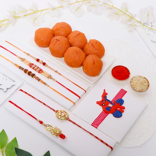 Buy Family Set Rakhi with Motichoor Laddoo