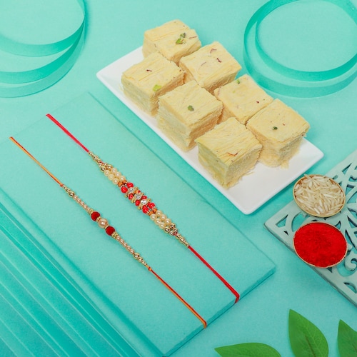 Buy Set of 2 Rakhi with Soan Papdi