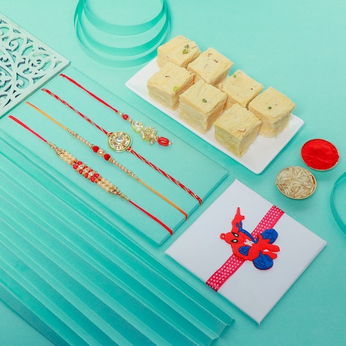 Buy Family Set Rakhi with Soan Papdi