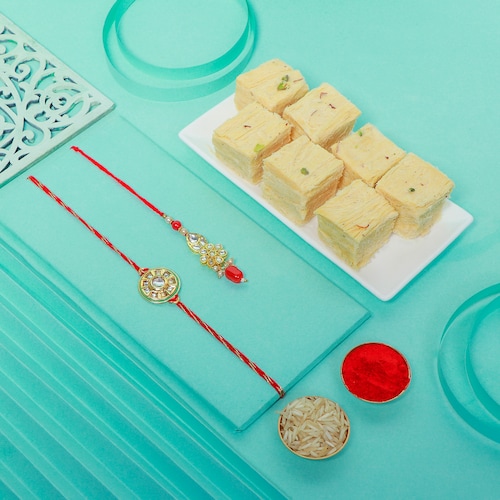 Buy Bhaiya Bhabhi Rakhi with Soan Papdi