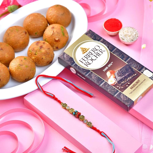 Buy Rakhi with Gourmet Treats Hamper