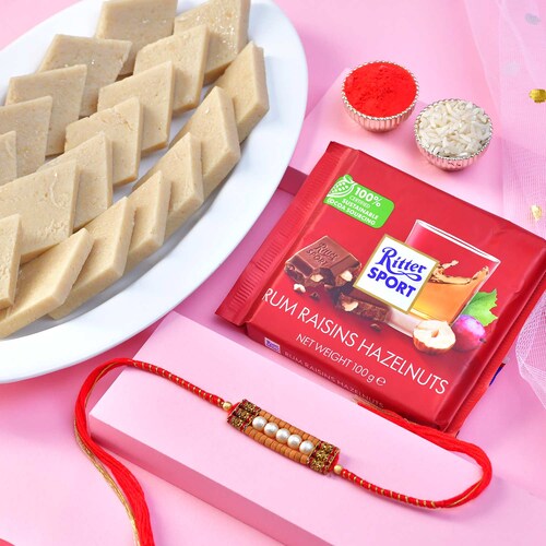 Buy Rakhi Royal Ritter Sport and Kaju Katli
