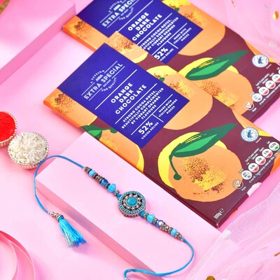 Celestial Orange Bar Rakhi Treat