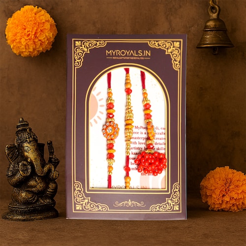 Buy Graceful Orange Bhaiya Bhabhi Rakhi Set