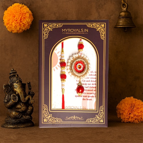 Buy Traditional Red Bhaiya Bhabhi Rakhi Set