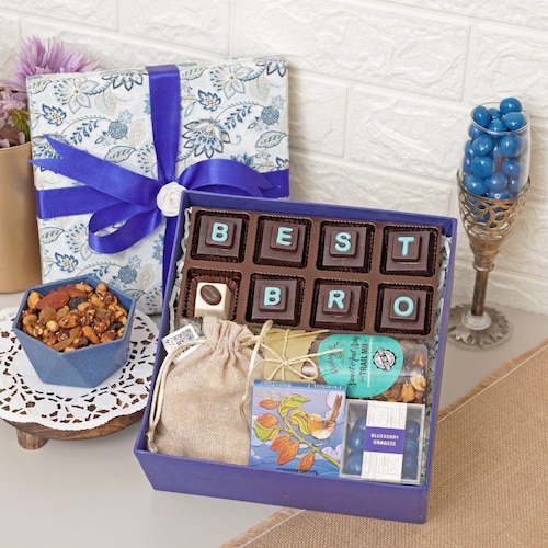 Buy Bro Rakhi Hamper with Chocolate Filled Moments