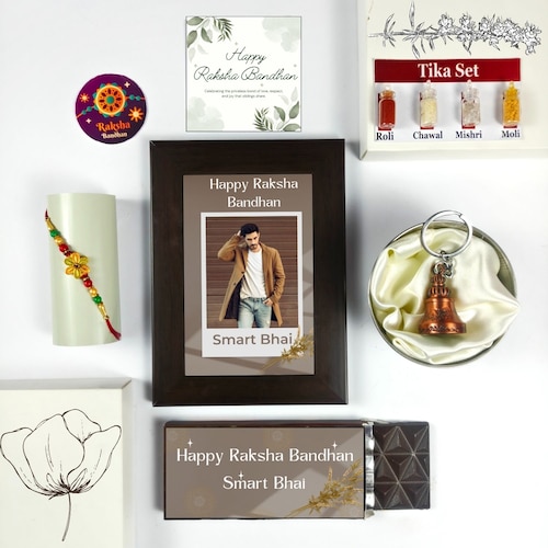 Buy Smart Bhai Rakhi Gift with Personalized Frame