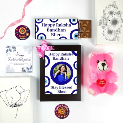 Customised Rakhi Gift for Sister with Evil Eye Theme