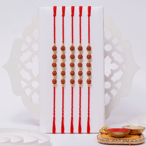 Buy Panchamrit Blessings Set of 5 Rudraksh Rakhis