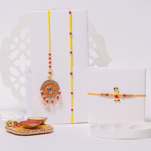 Buy Yellow Bhaiya Bhabhi with Chhota Bheem Rakhi Set