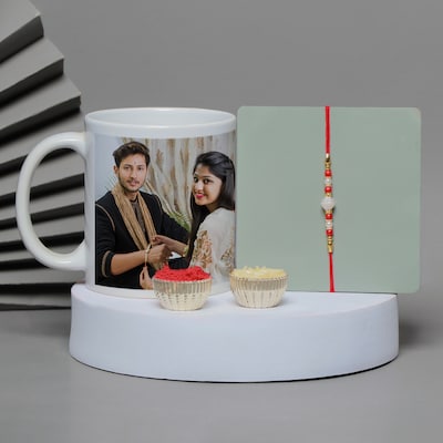 Beads Rakhi with personalised Mug